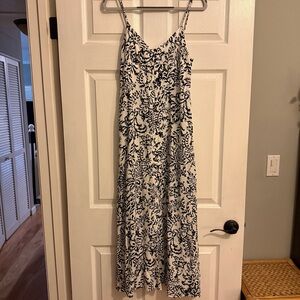 Zara black and white floral print maxi dress
